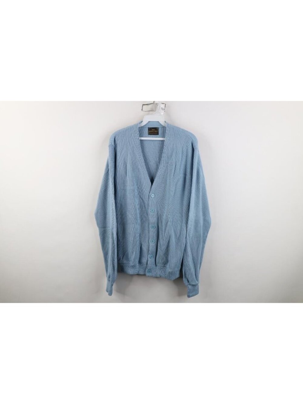 Vintage 60s Kurt Cobain Cardigan Sweater Mens Size XL Carolina Blue Knit USA